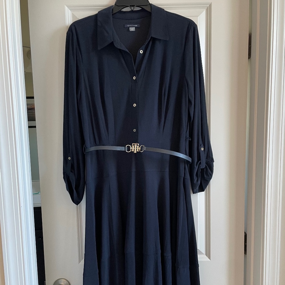 Tommy Hilfiger Navy blue dress with belt Size 12